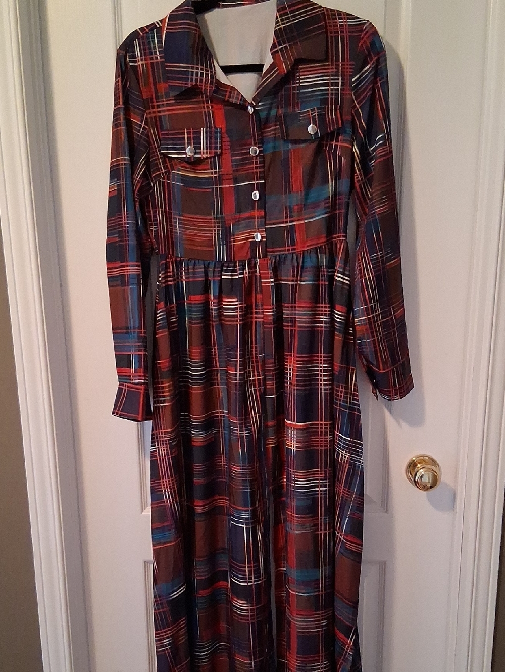 Plaid Maxi Dress With Front Slit